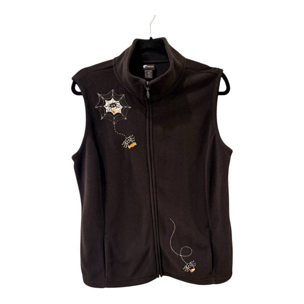 Black Vest with Spider Web Embroidery